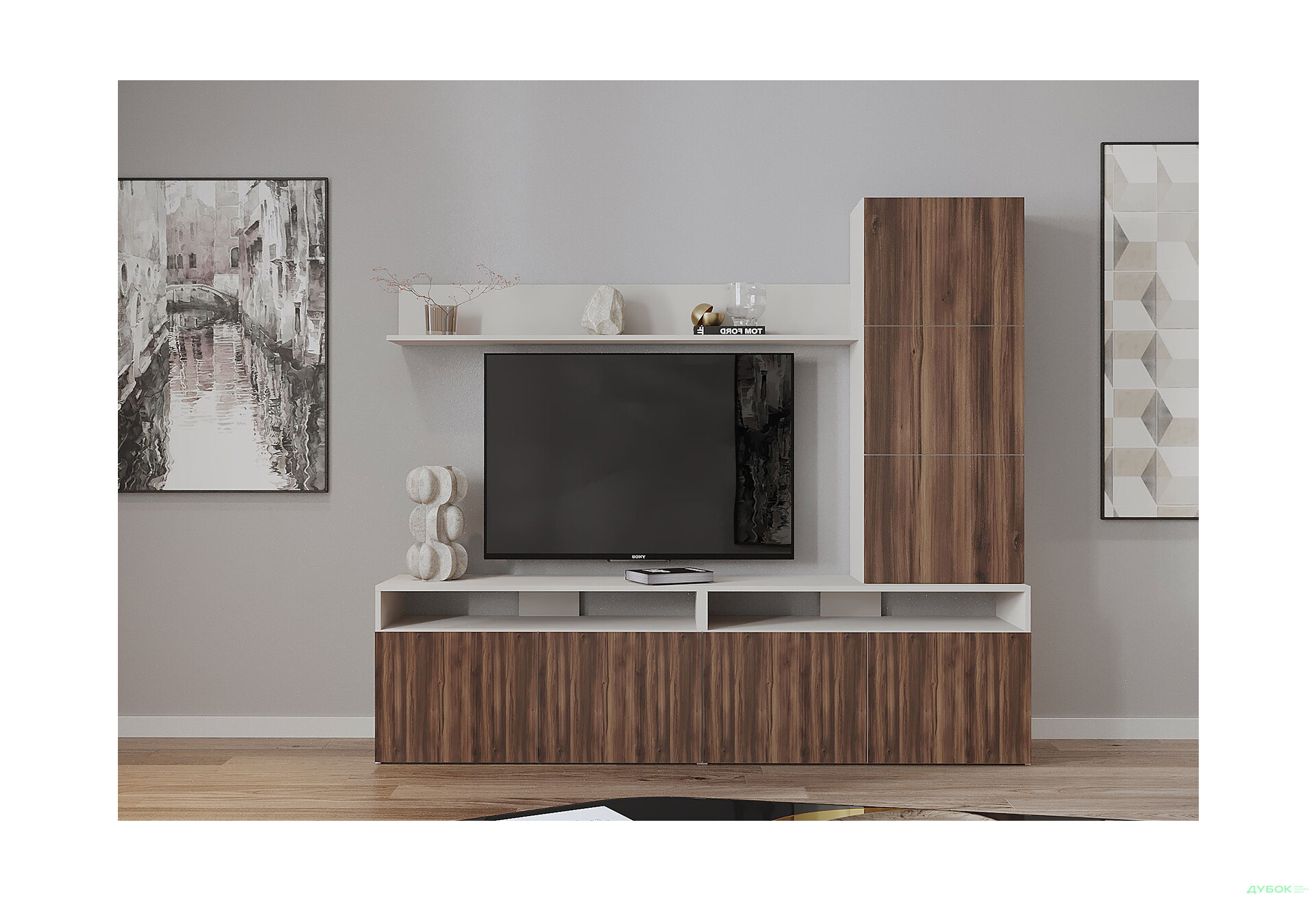 Изображение 1 - Гостиная Viant ВТ-3 с надставкой и полками 180 см, дуб крафт белый