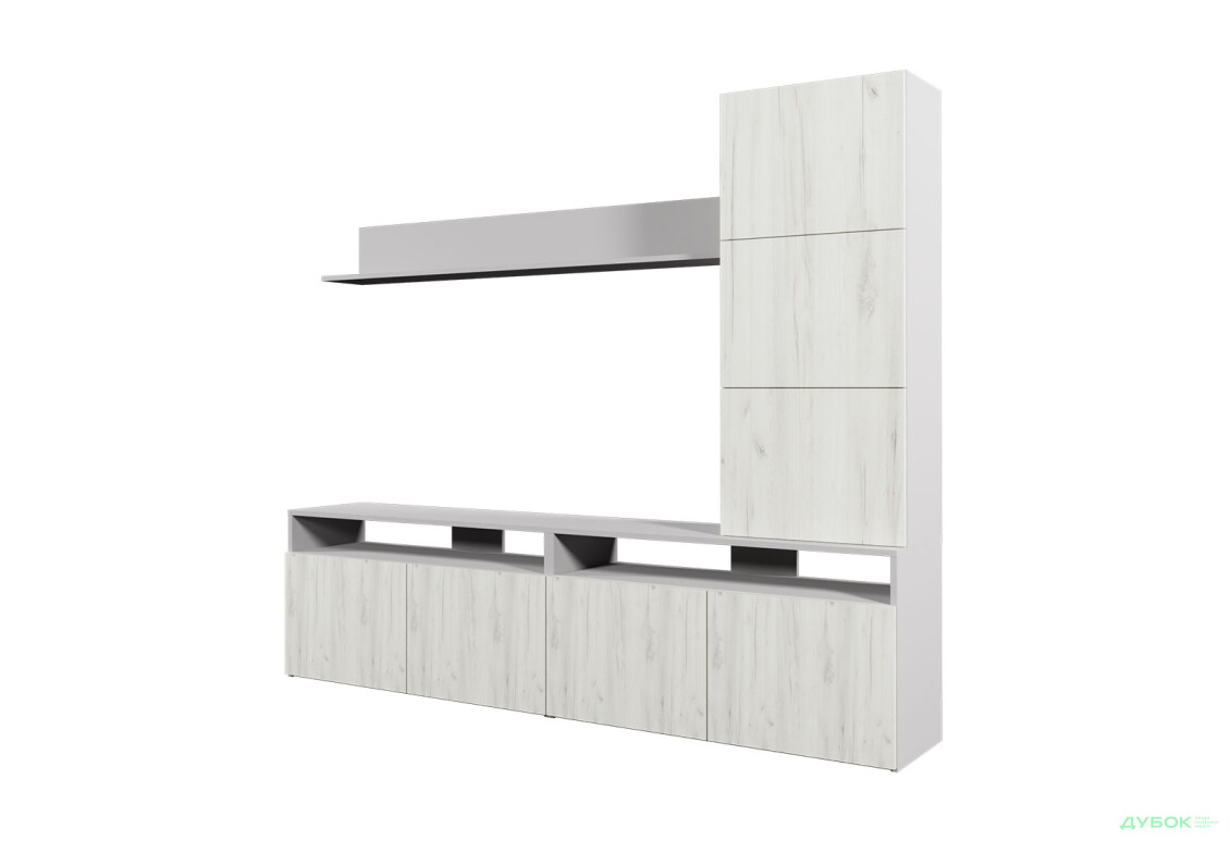 Изображение 2 - Гостиная Viant ВТ-3 с надставкой и полками 180 см, серый / дуб крафт белый