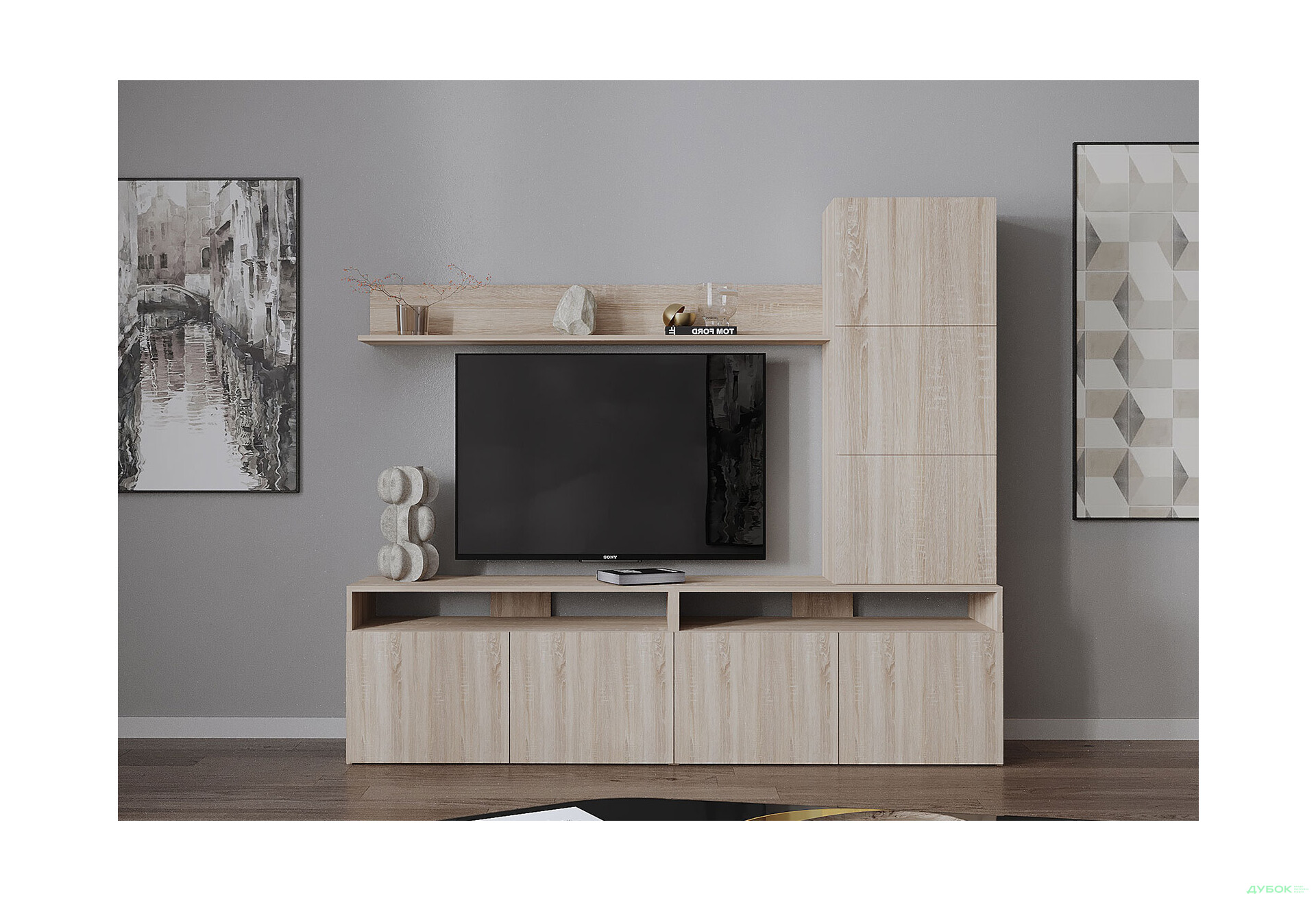 Изображение 1 - Гостиная Viant ВТ-3 с надставкой и полками 180 см, дуб сонома