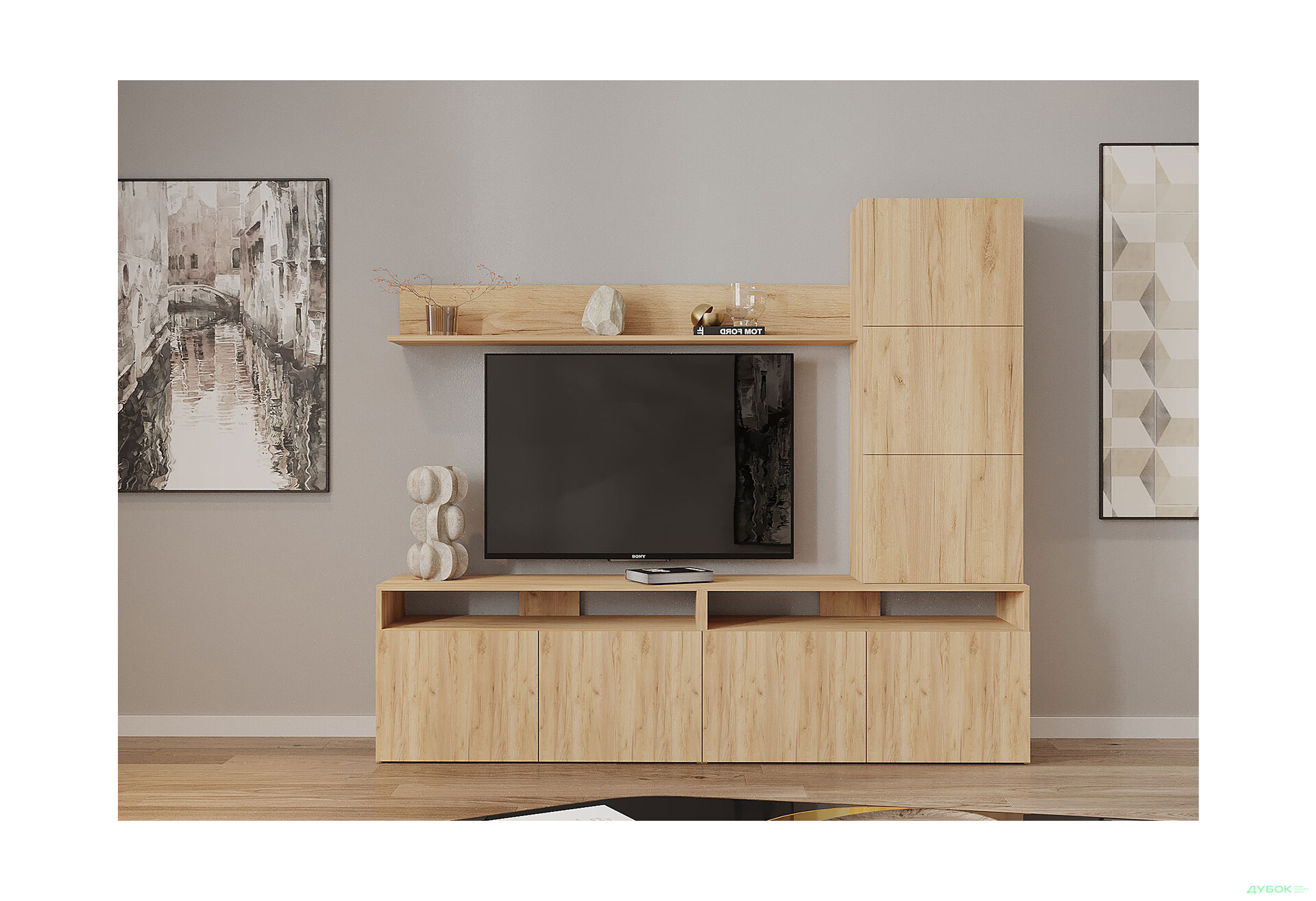 Изображение 1 - Гостиная Viant ВТ-3 с надставкой и полками 180 см, дуб тахо