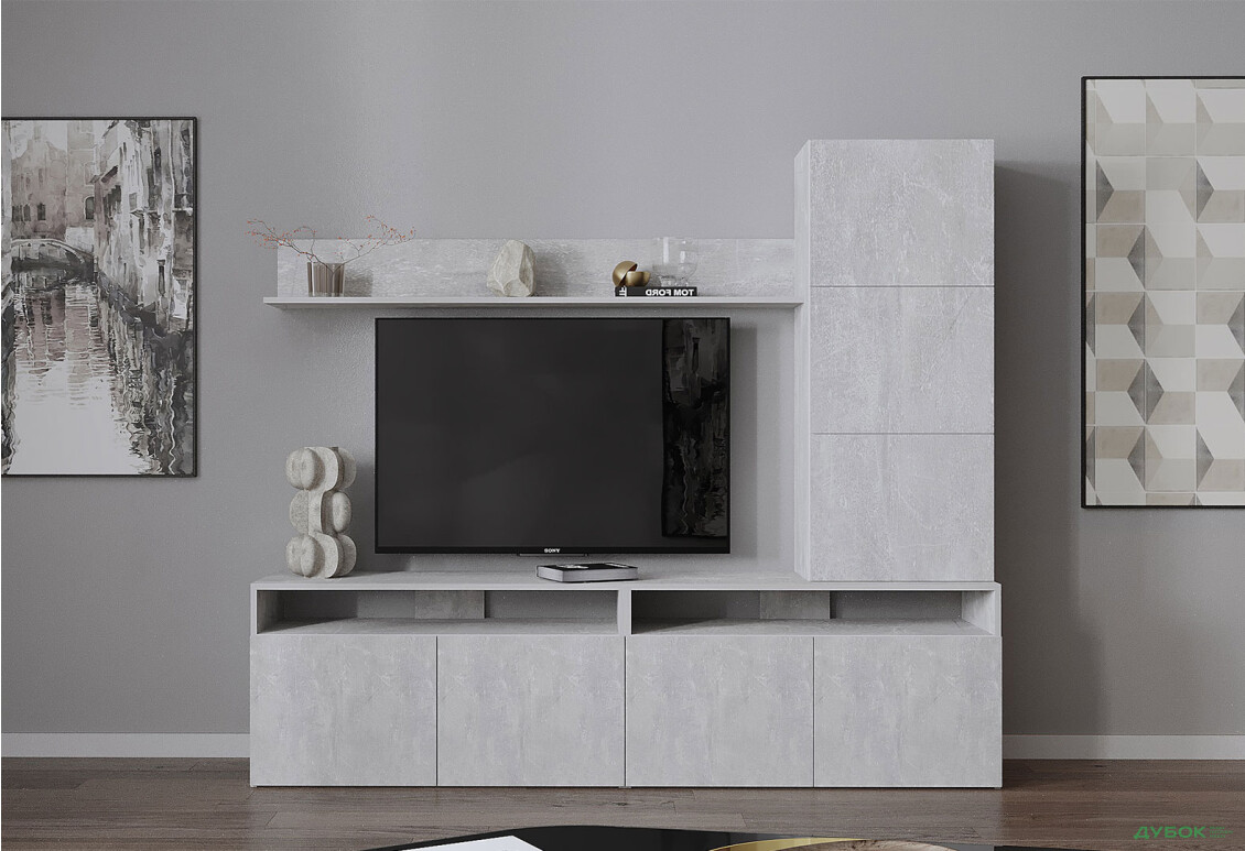 Гостиная Viant ВТ-3 с надставкой и полками 200 см, индастриал