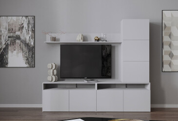 Гостиная Viant ВТ-3 с надставкой и полками 200 см, серая