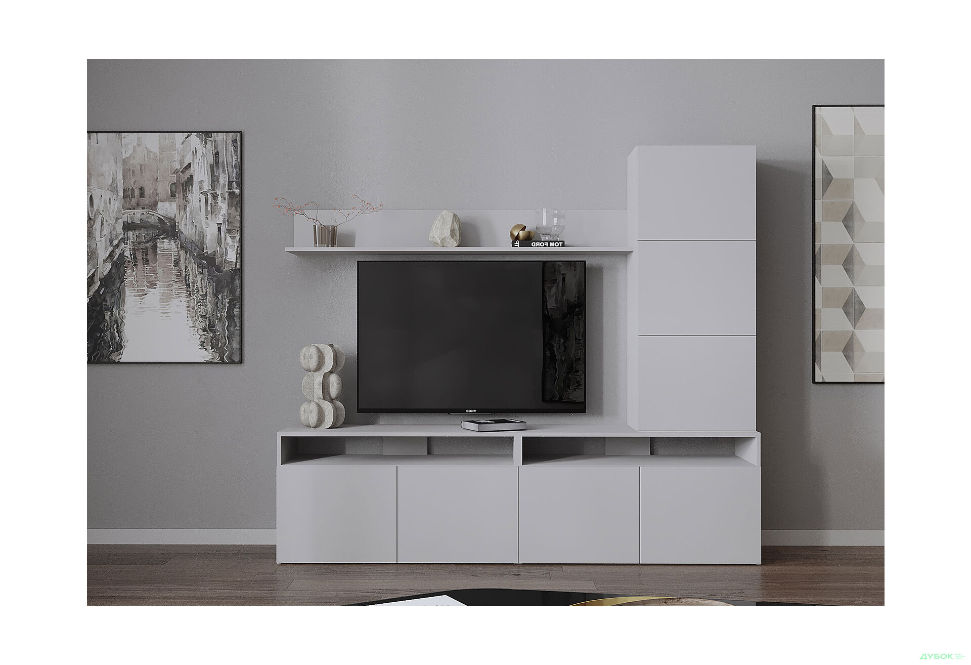 Изображение 1 - Гостиная Viant ВТ-3 с надставкой и полками 200 см, серая