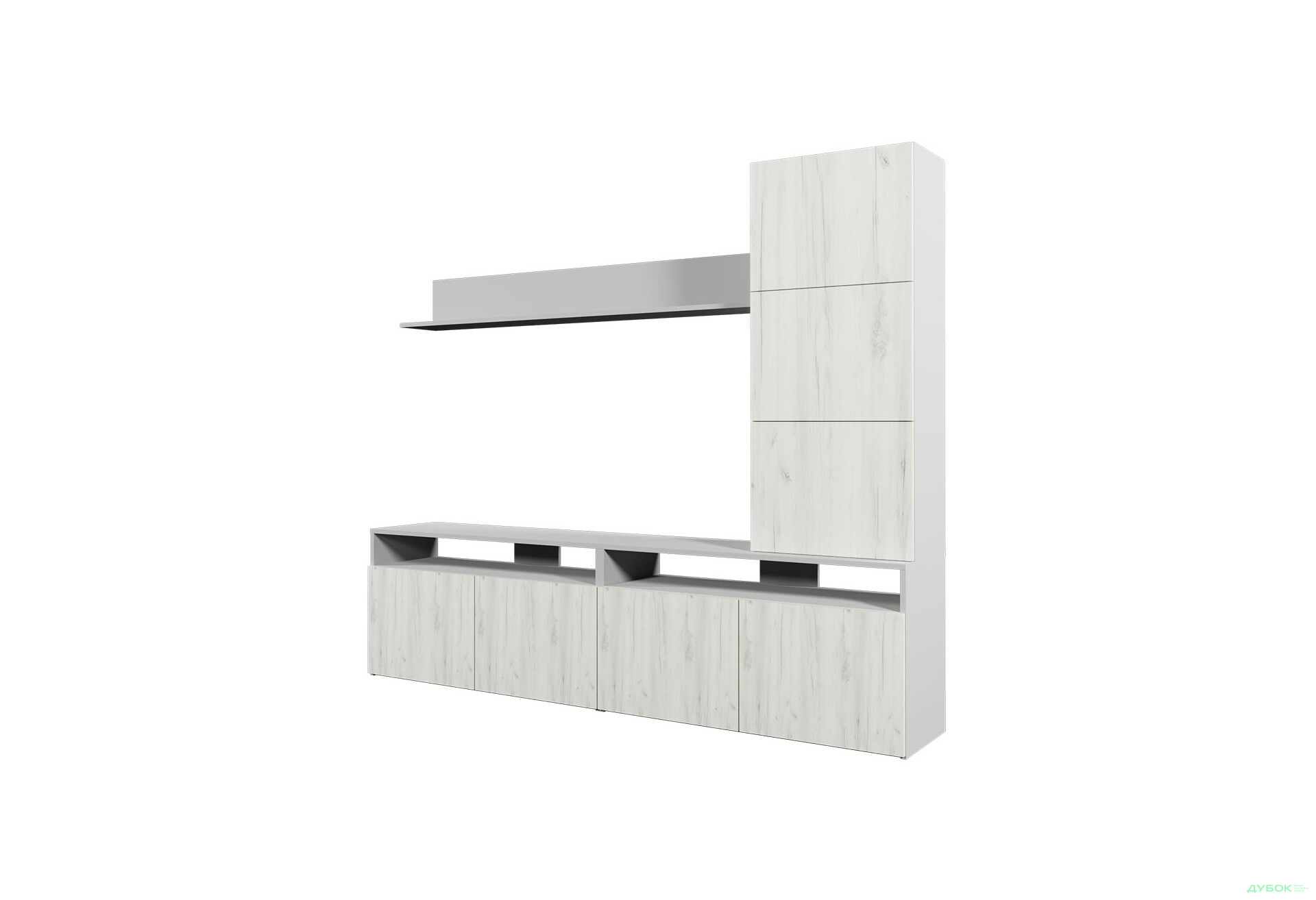 Изображение 2 - Гостиная Viant ВТ-3 с надставкой и полками 200 см, серый / дуб крафт белый