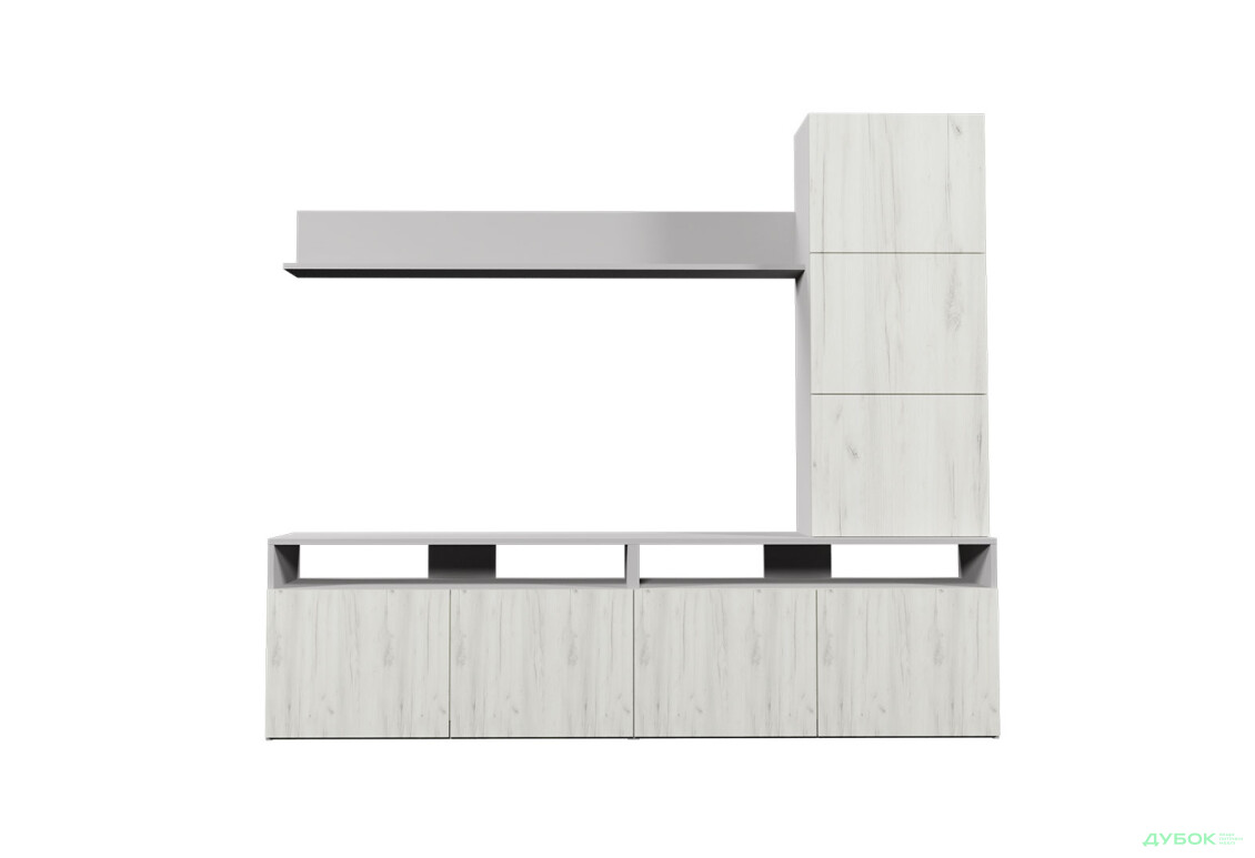 Изображение 3 - Гостиная Viant ВТ-3 с надставкой и полками 200 см, серый / дуб крафт белый