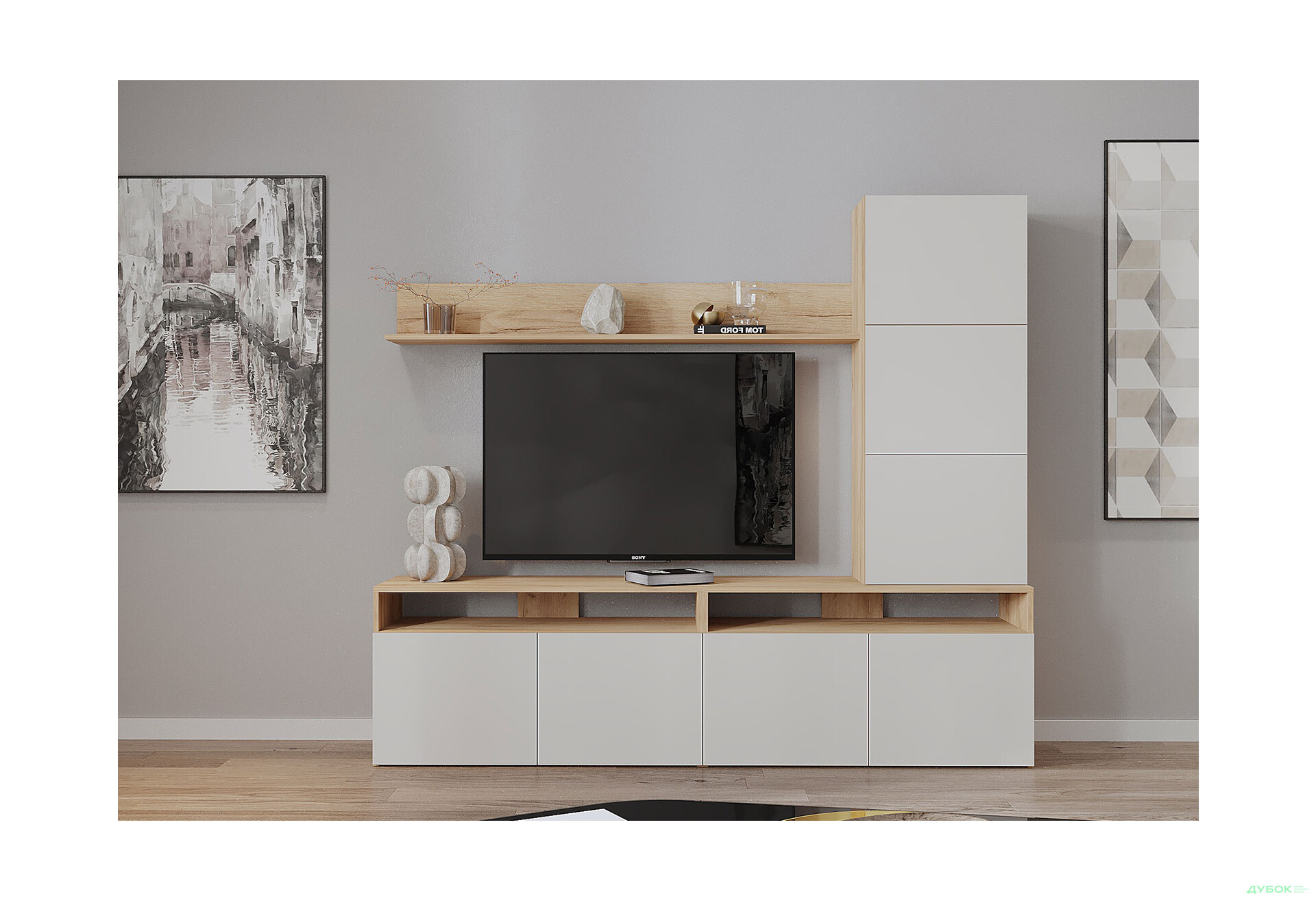 Изображение 1 - Гостиная Viant ВТ-3 с надставкой и полками 200 см, дуб тахо / кашемир