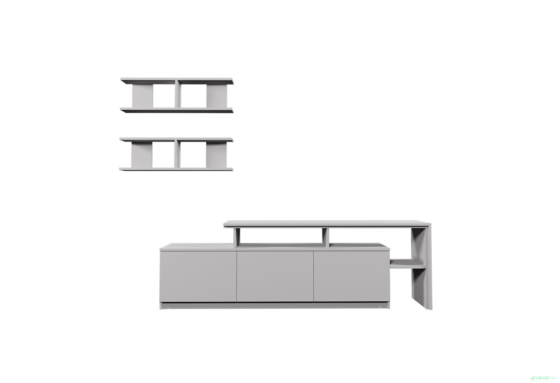 Зображення 3 - Вітальня Viant ВТ-5 з полицями, тумба 160 см, сіра