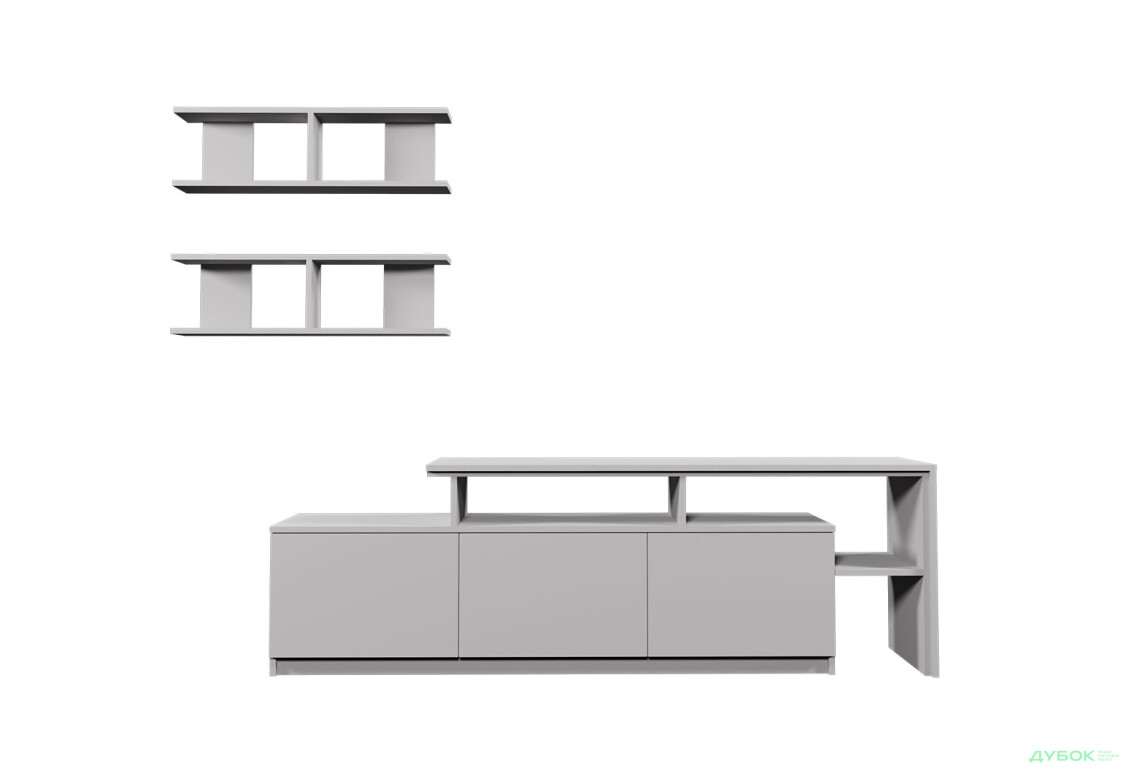 Зображення 3 - Вітальня Viant ВТ-5 з полицями, тумба 160 см, сіра