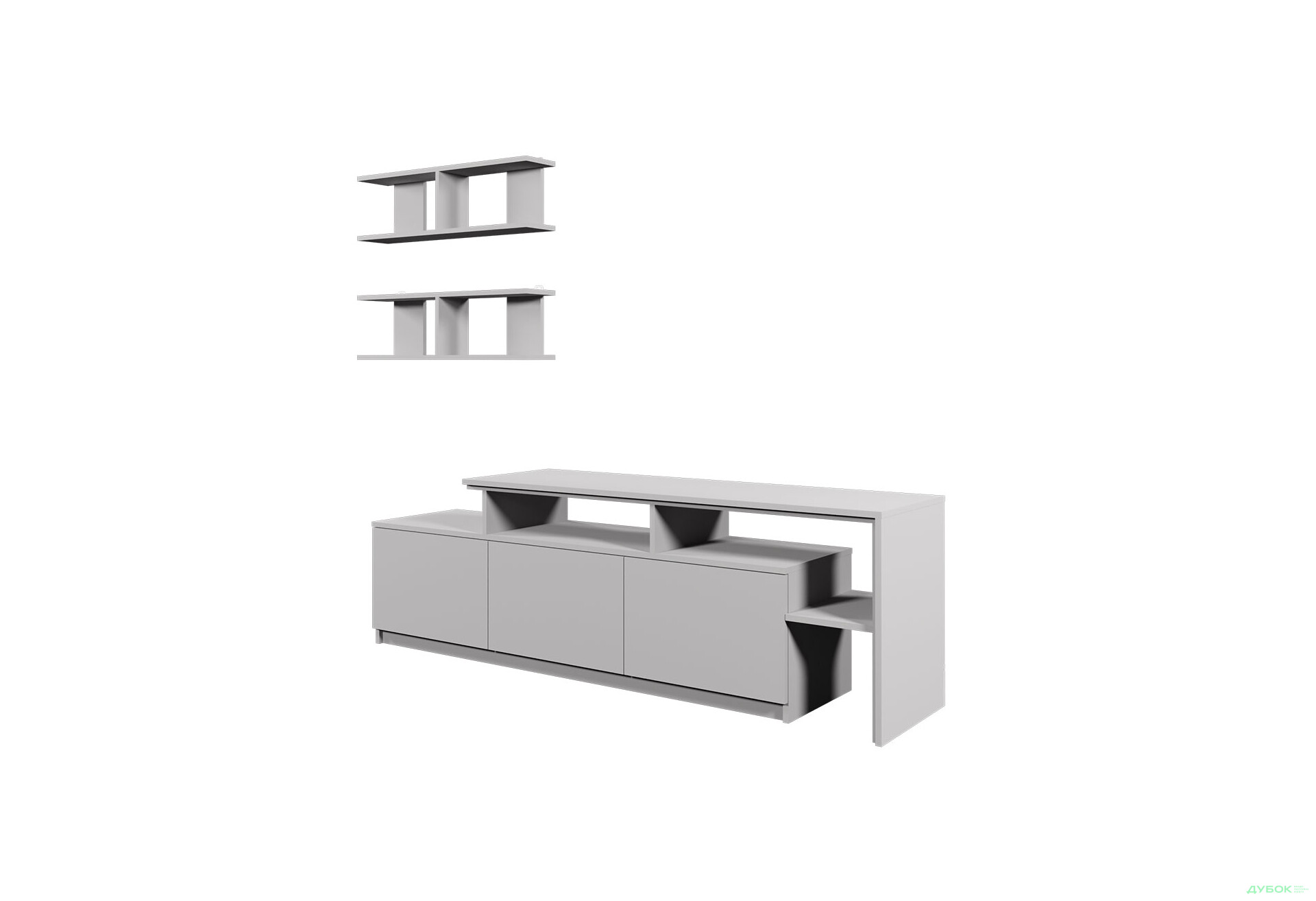 Зображення 2 - Вітальня Viant ВТ-5 з полицями, тумба 160 см, сіра