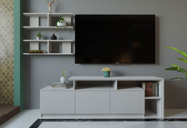 Гостиная Viant ВТ-5 с полками, тумба 160 см, кашемир