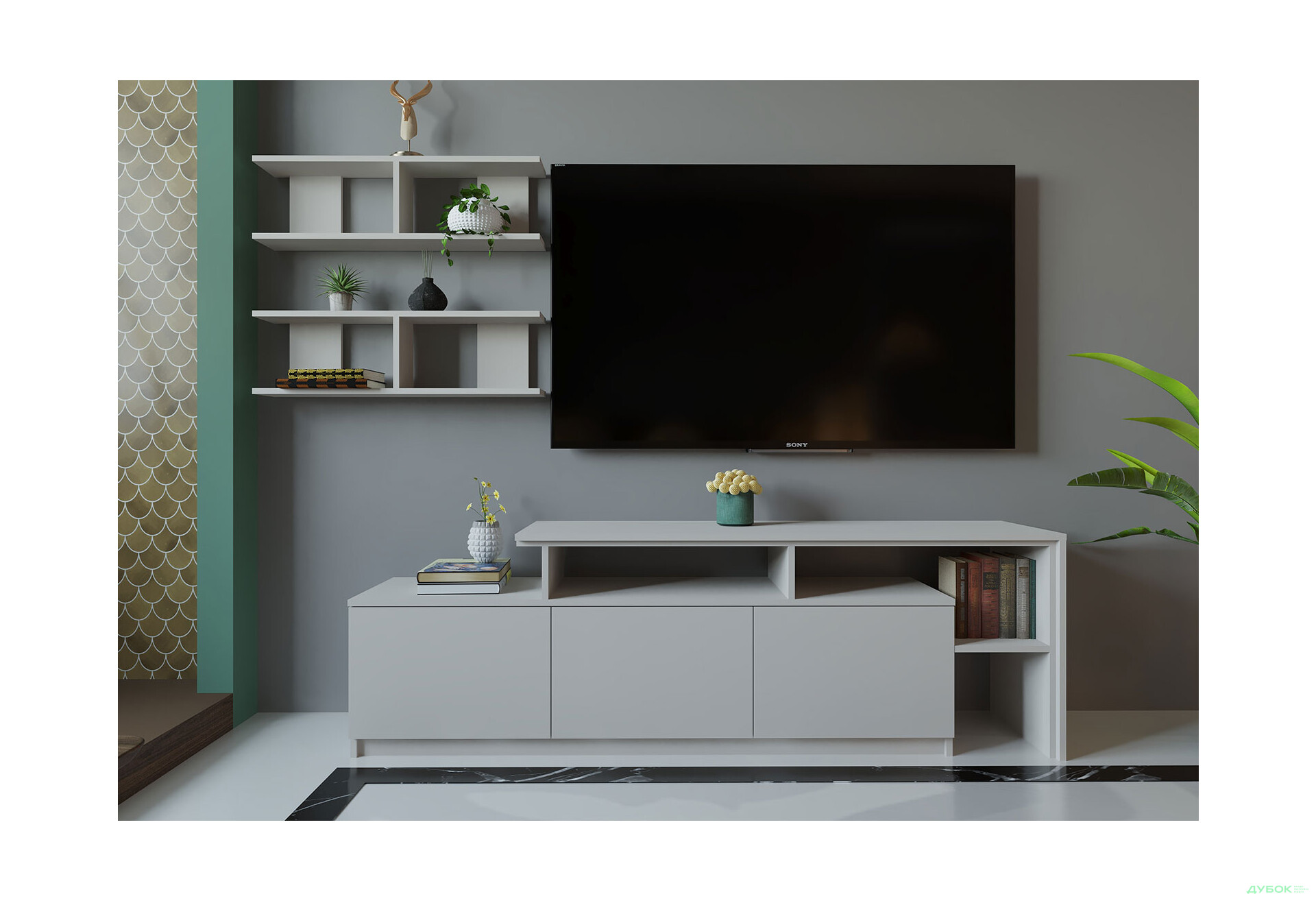 Изображение 1 - Гостиная Viant ВТ-5 с полками, тумба 160 см, кашемир