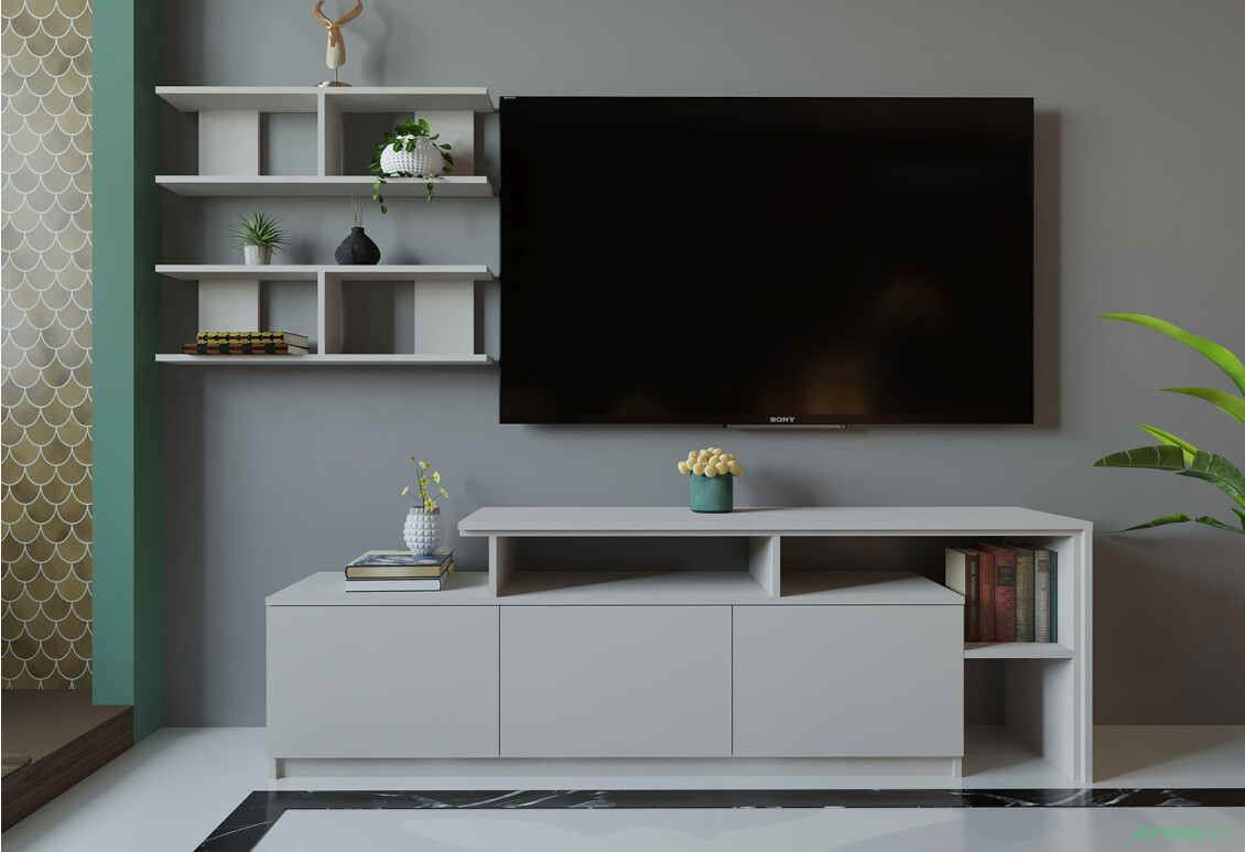 Гостиная Viant ВТ-5 с полками, тумба 160 см, кашемир