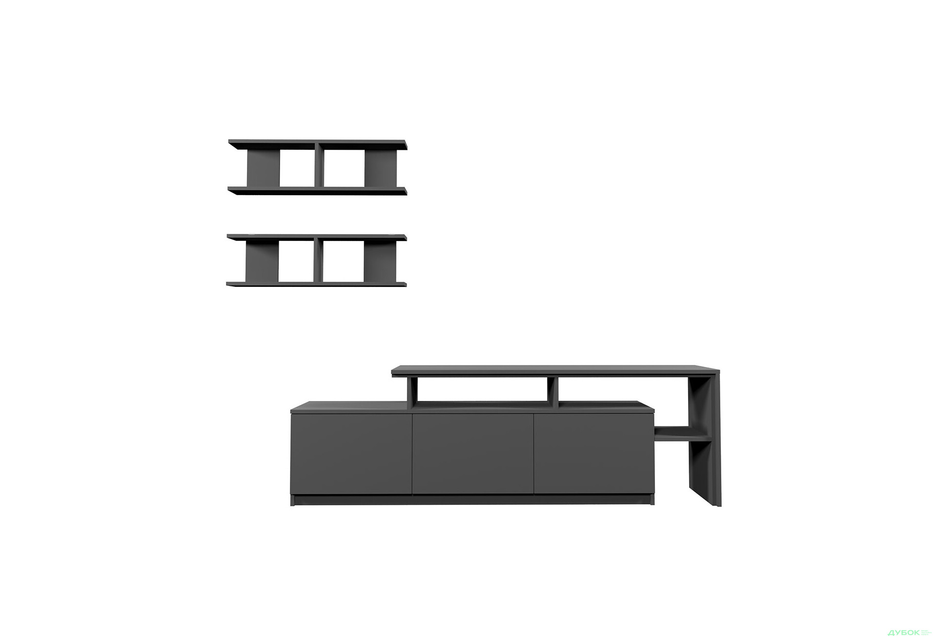 Зображення 3 - Вітальня Viant ВТ-5 з полицями, тумба 160 см, антрацит