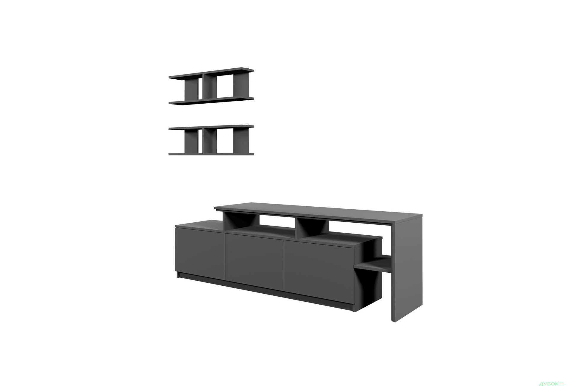 Зображення 2 - Вітальня Viant ВТ-5 з полицями, тумба 160 см, антрацит