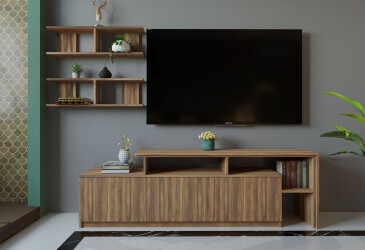 Гостиная Viant ВТ-5 с полками, тумба 160 см, янтарь