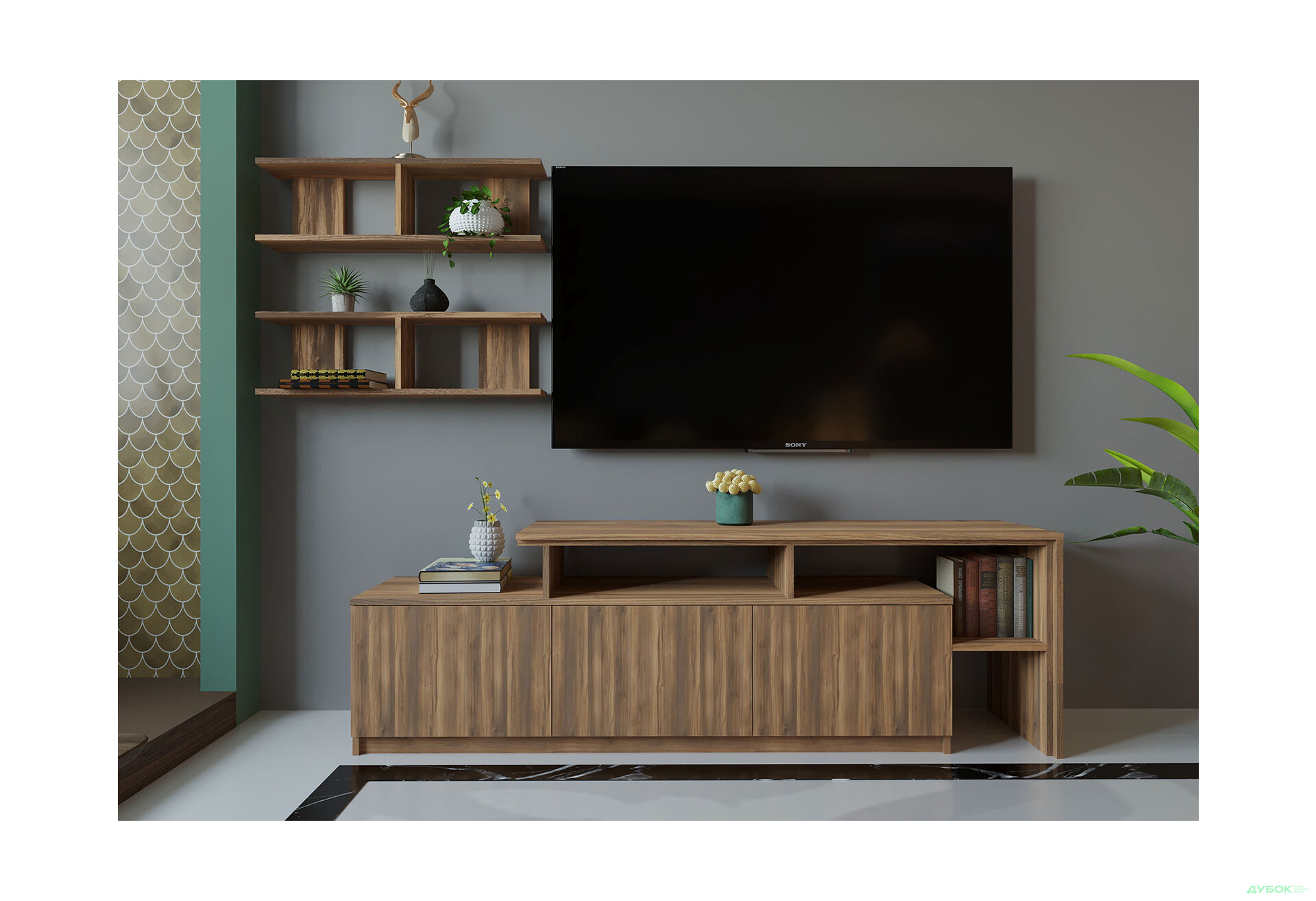 Изображение 1 - Гостиная Viant ВТ-5 с полками, тумба 160 см, янтарь