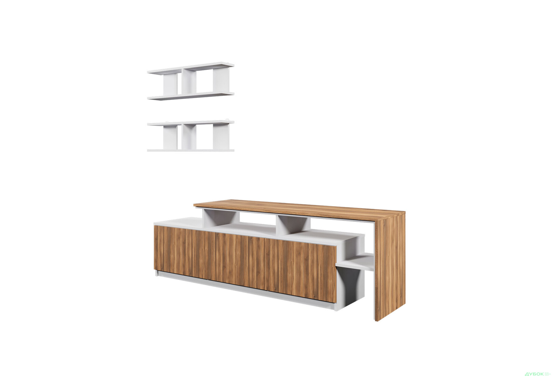 Изображение 2 - Гостиная Viant ВТ-5 с полками, тумба 160 см, белый / янтарь