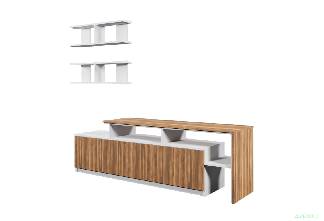 Изображение 2 - Гостиная Viant ВТ-5 с полками, тумба 160 см, белый / янтарь