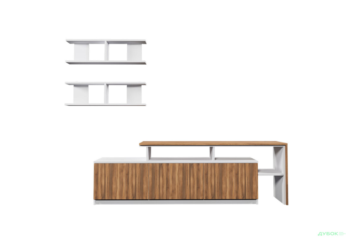 Изображение 3 - Гостиная Viant ВТ-5 с полками, тумба 160 см, белый / янтарь