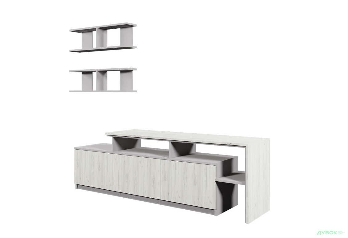 Изображение 3 - Гостиная Viant ВТ-5 с полками, тумба 160 см, серый / дуб крафт белый