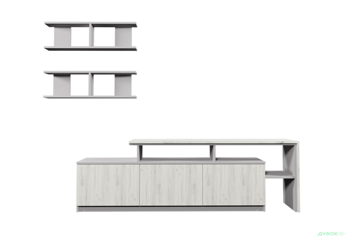 Изображение 2 - Гостиная Viant ВТ-5 с полками, тумба 160 см, серый / дуб крафт белый