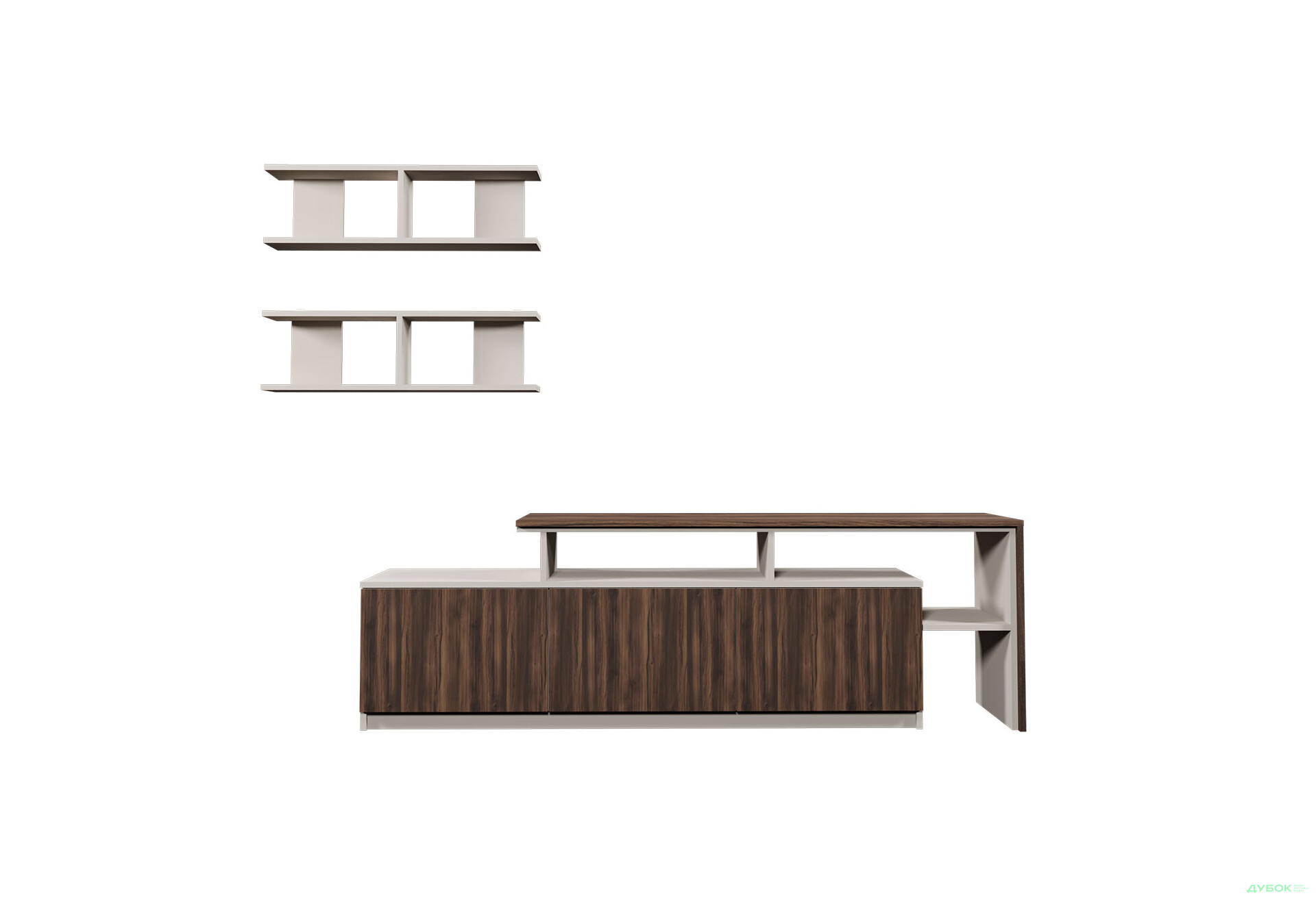 Изображение 2 - Гостиная Viant ВТ-5 с полками, тумба 180 см, белый / янтарь