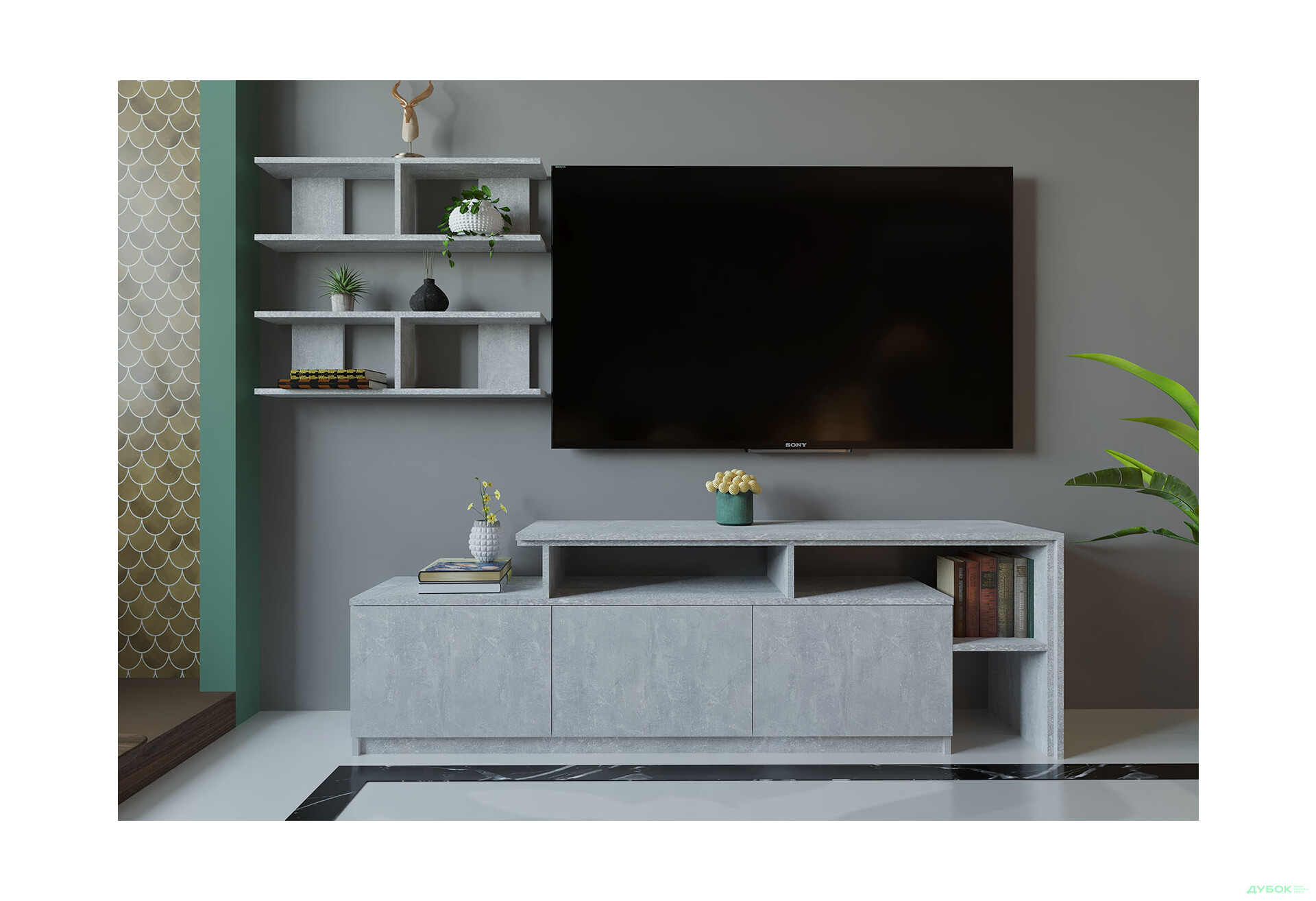 Изображение 1 - Гостиная Viant ВТ-5 с полками, тумба 180 см, индастриал