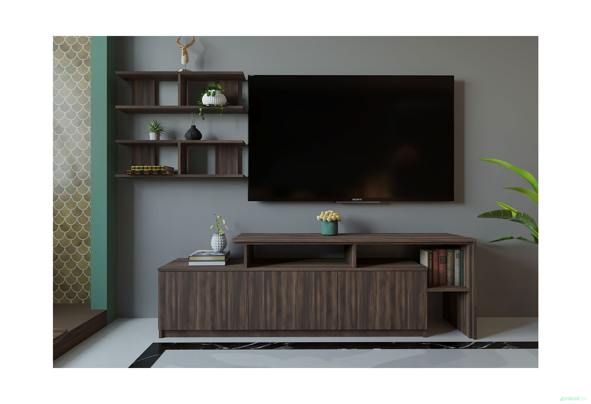 Изображение 1 - Гостиная Viant ВТ-5 с полками, тумба 180 см, ристретто