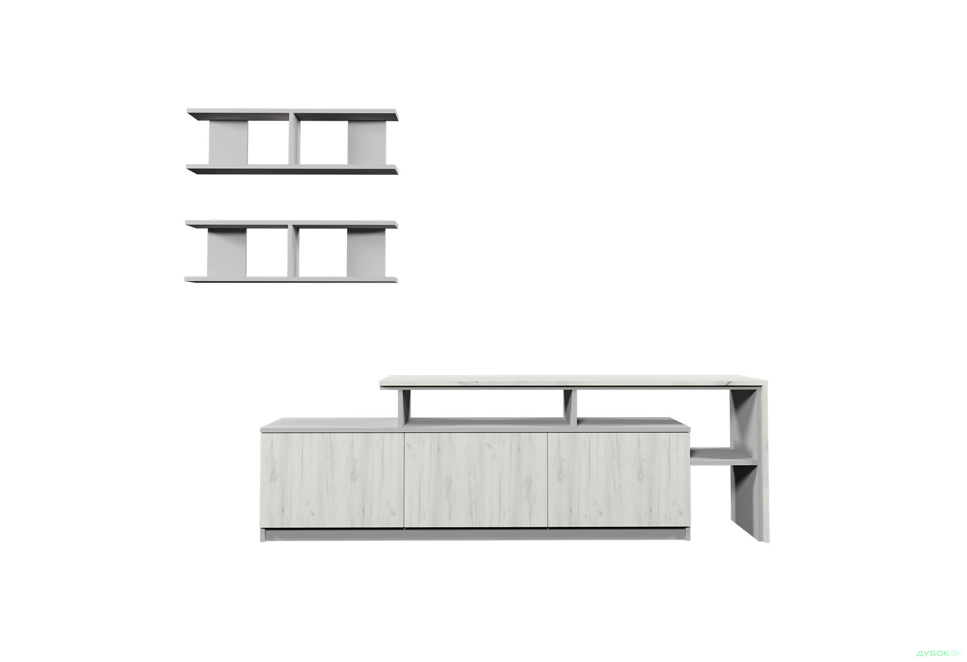 Изображение 2 - Гостиная Viant ВТ-5 с полками, тумба 180 см, серый / дуб крафт белый
