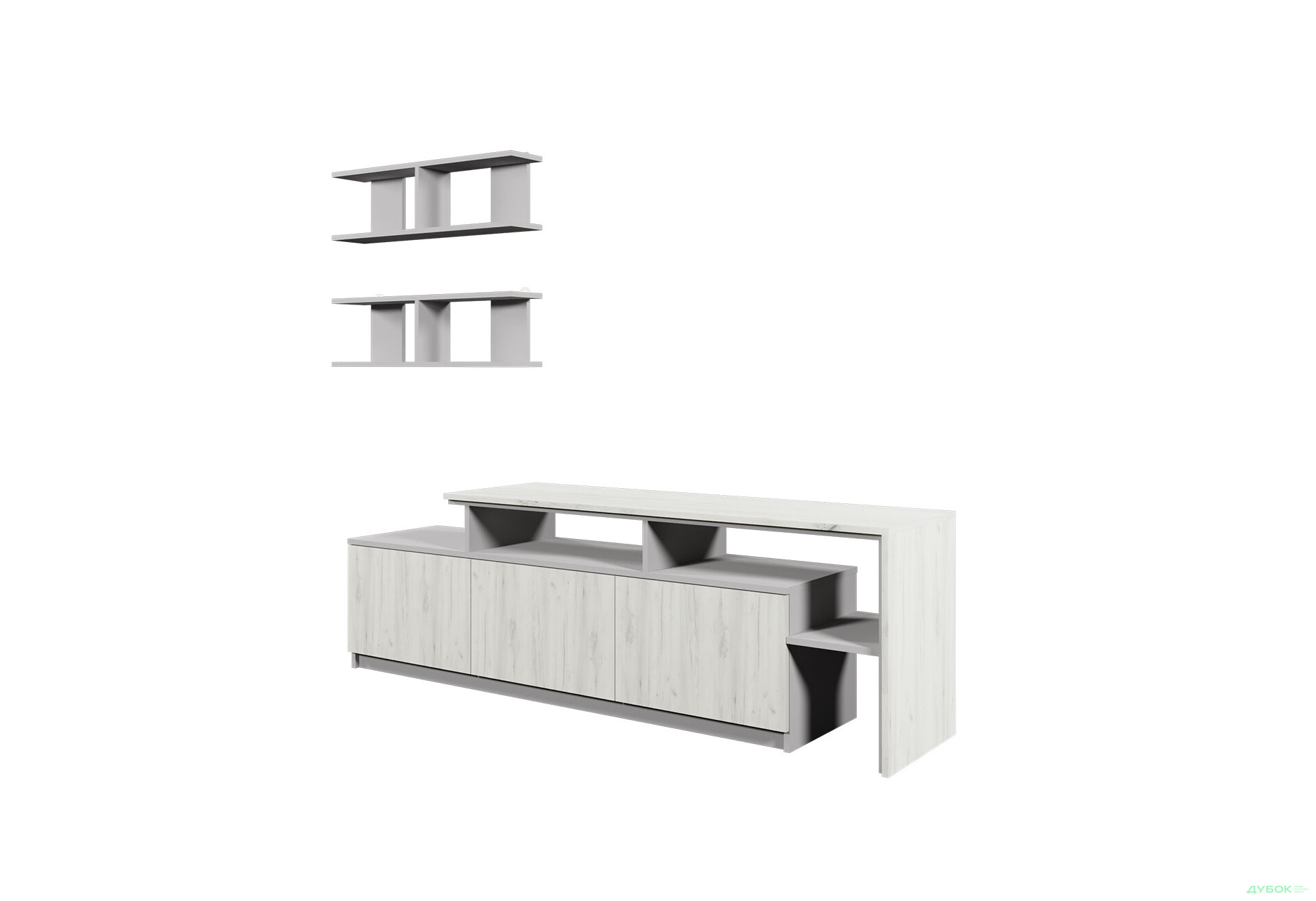 Изображение 3 - Гостиная Viant ВТ-5 с полками, тумба 180 см, серый / дуб крафт белый