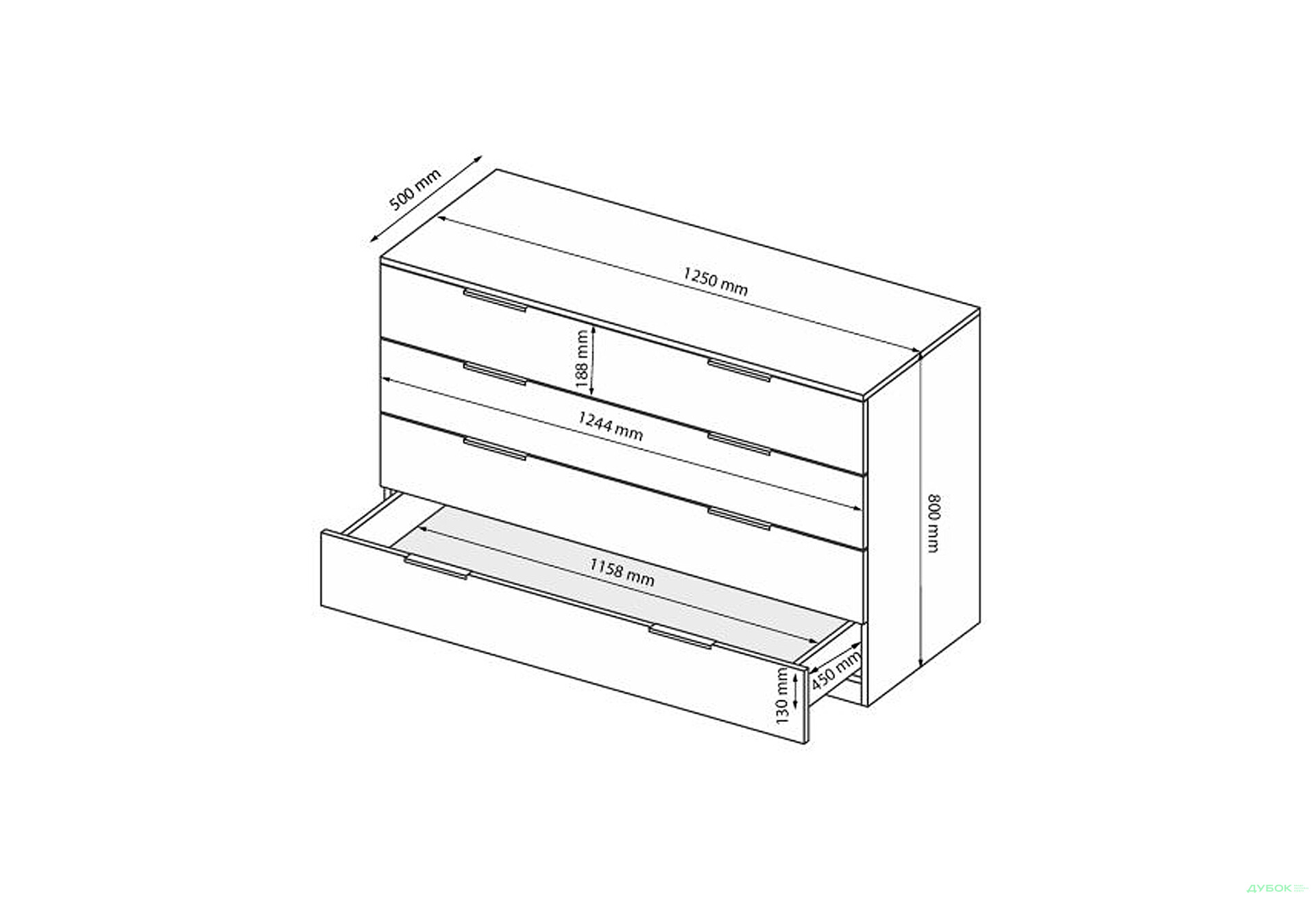 Зображення 7 - Комод MiroMark Міла з 4 шухлядами 70 см білий глянець