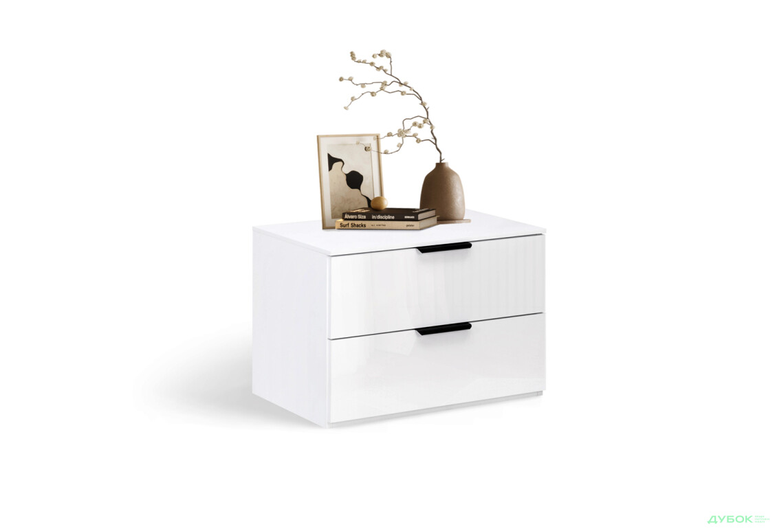 Изображение 2 - Тумба прикроватная МироМарк Мила с 2 ящиками 60 см белый глянец