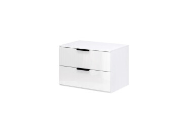 Тумба прикроватная МироМарк Мила с 2 ящиками 60 см белый глянец