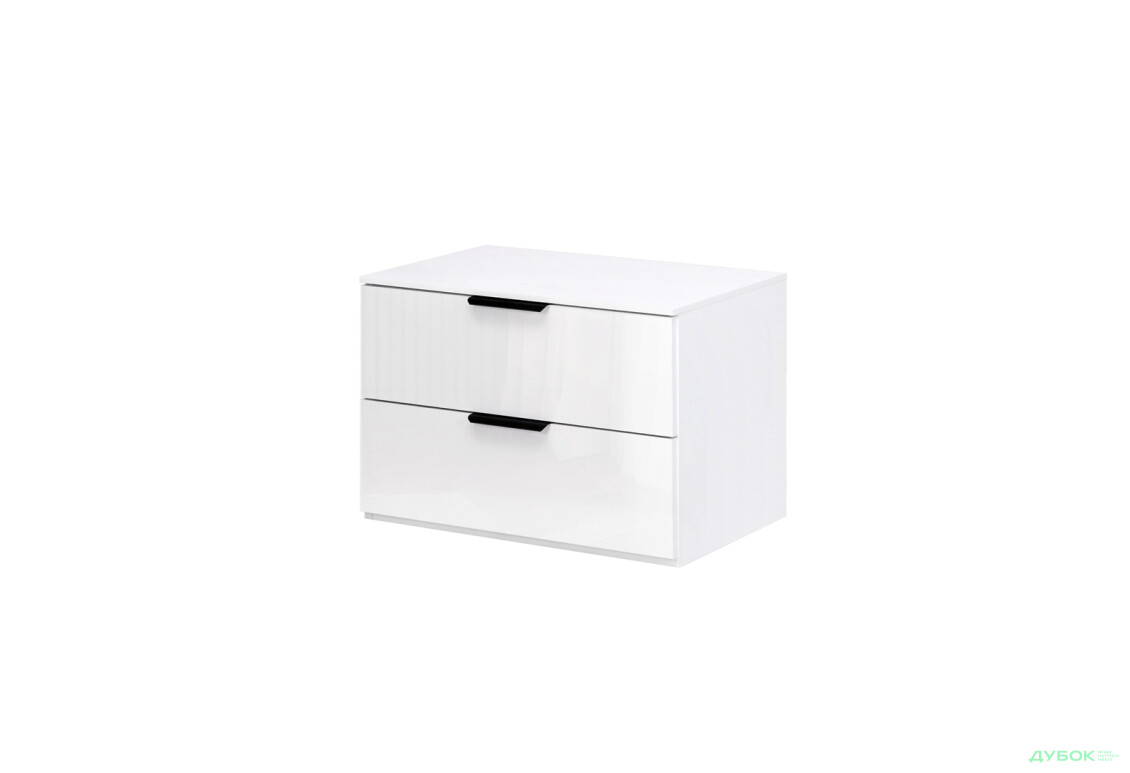 Тумба прикроватная МироМарк Мила с 2 ящиками 60 см белый глянец