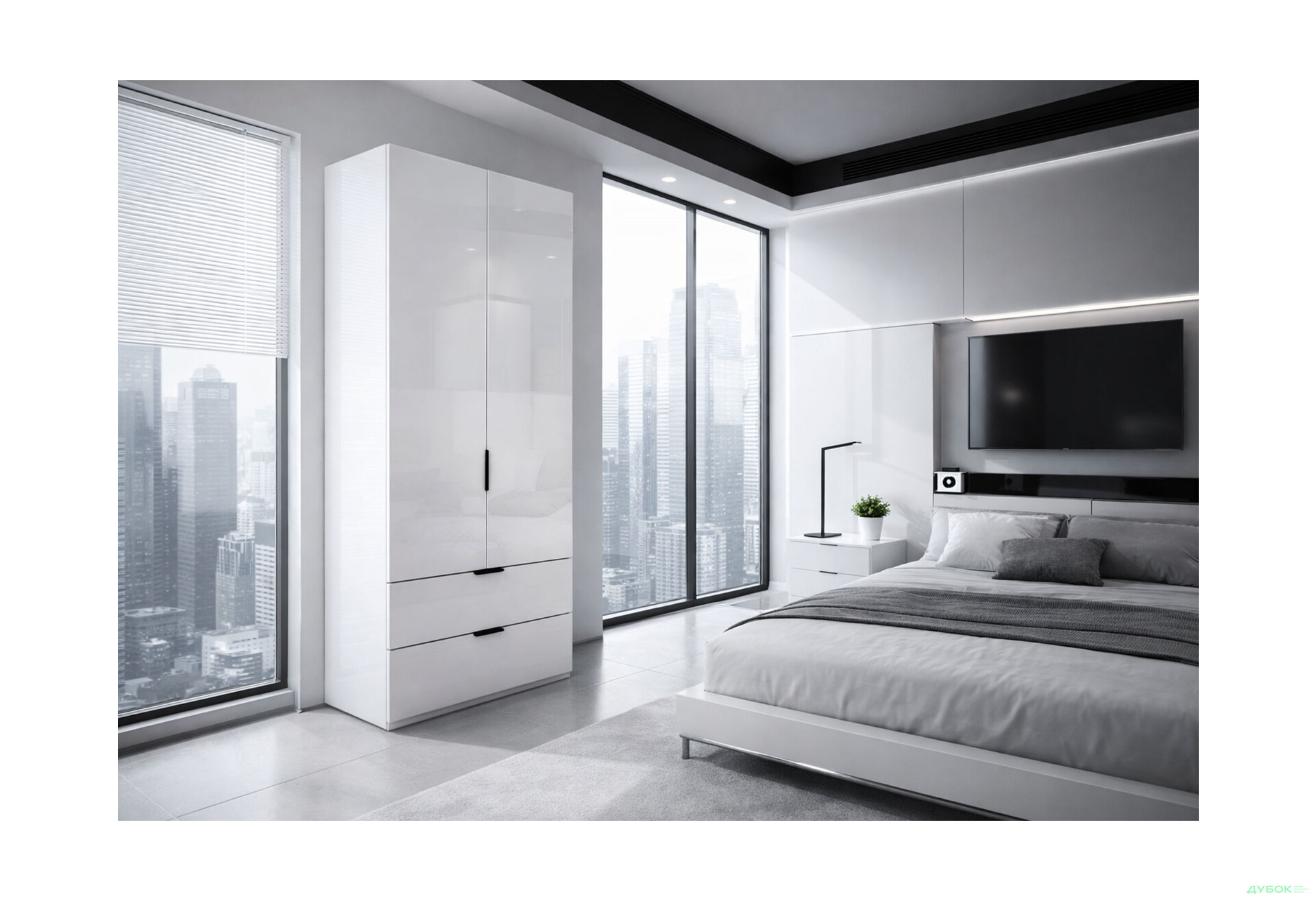 Зображення 2 - Шафа MiroMark Міла 2-дверна з шухлядами 89,6 см білий глянець