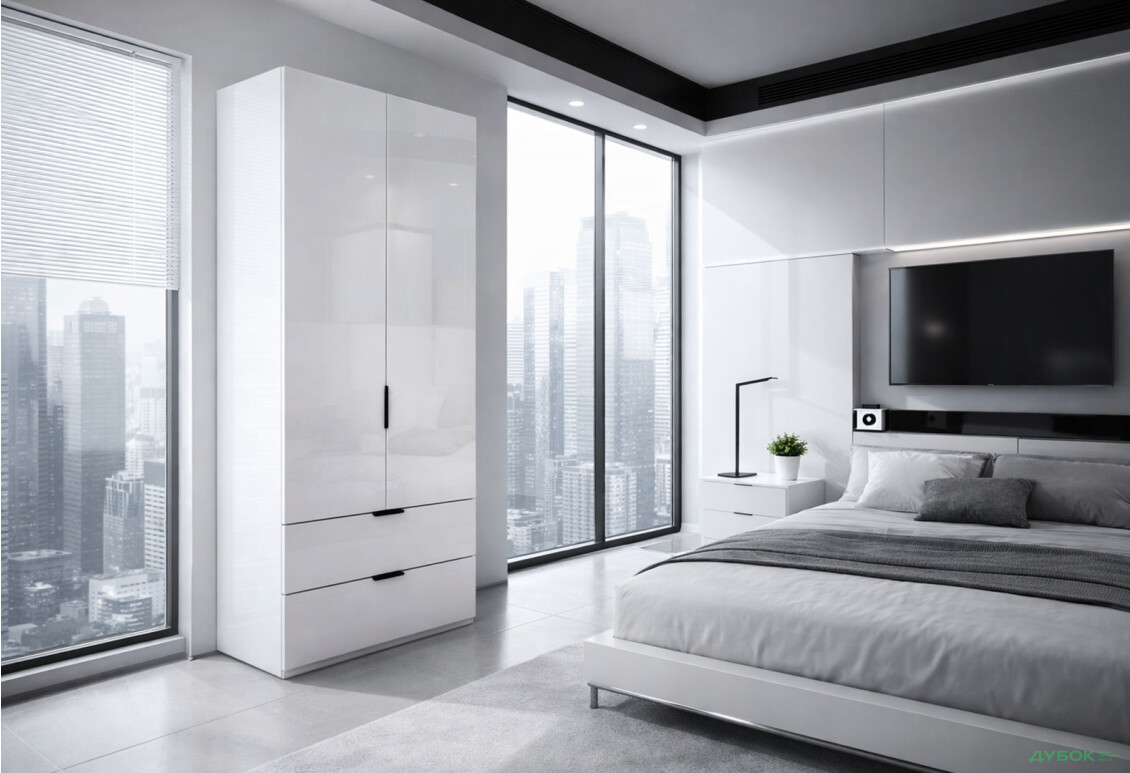 Зображення 2 - Шафа MiroMark Міла 2-дверна з шухлядами 89,6 см білий глянець