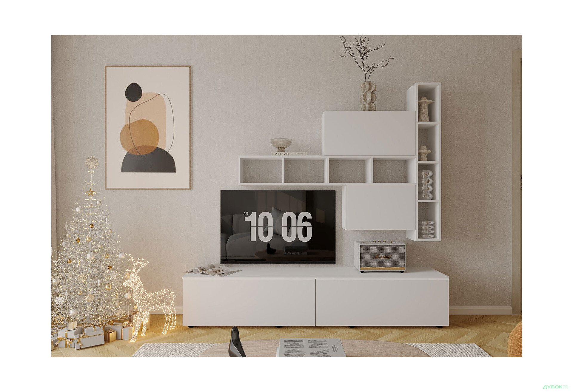 Изображение 1 - Гостиная Viant ВТ-6 с полками, тумба 180 см, белая