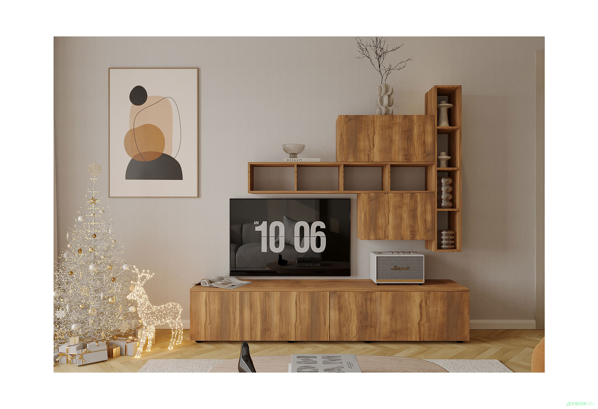 Изображение 1 - Гостиная Viant ВТ-6 с полками, тумба 180 см, янтарь