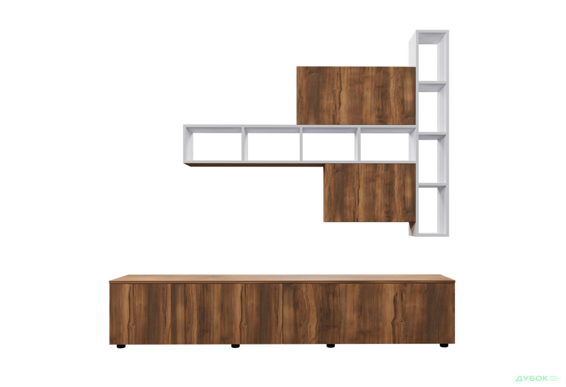 Изображение 3 - Гостиная Viant ВТ-6 с полками, тумба 180 см, белый / янтарь