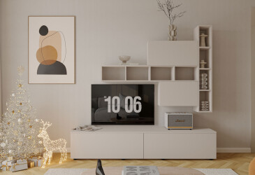 Гостиная Viant ВТ-6 с полками, тумба 180 см, кашемир