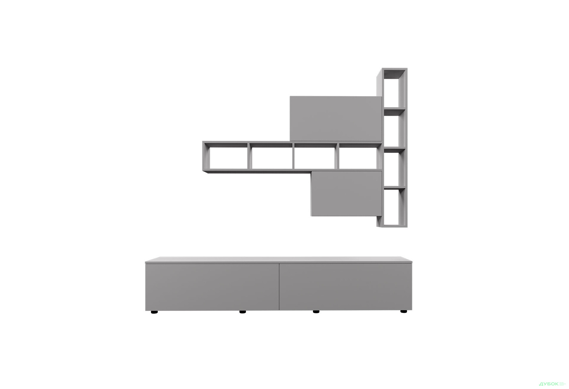 Изображение 2 - Гостиная Viant ВТ-6 с полками, тумба 180 см, серая