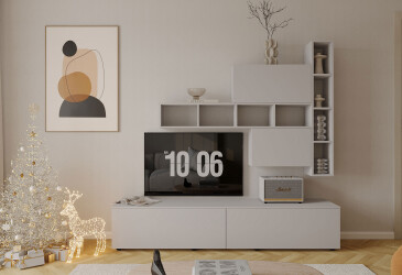 Гостиная Viant ВТ-6 с полками, тумба 180 см, серая