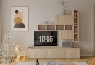 Гостиная Viant ВТ-6 с полками, тумба 180 см, дуб сонома