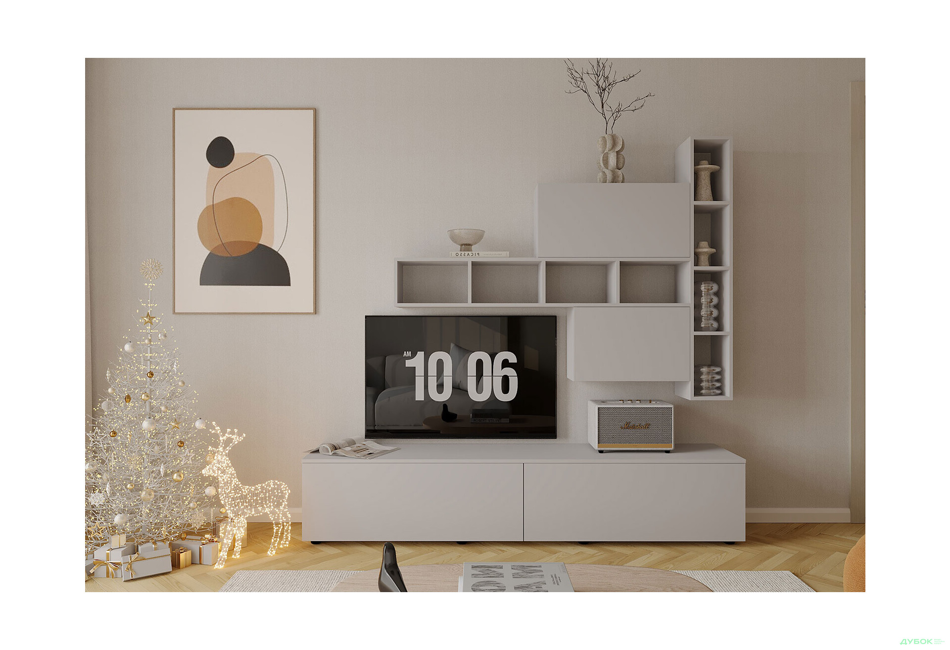 Изображение 1 - Гостиная Viant ВТ-6 с полками, тумба 200 см, серая