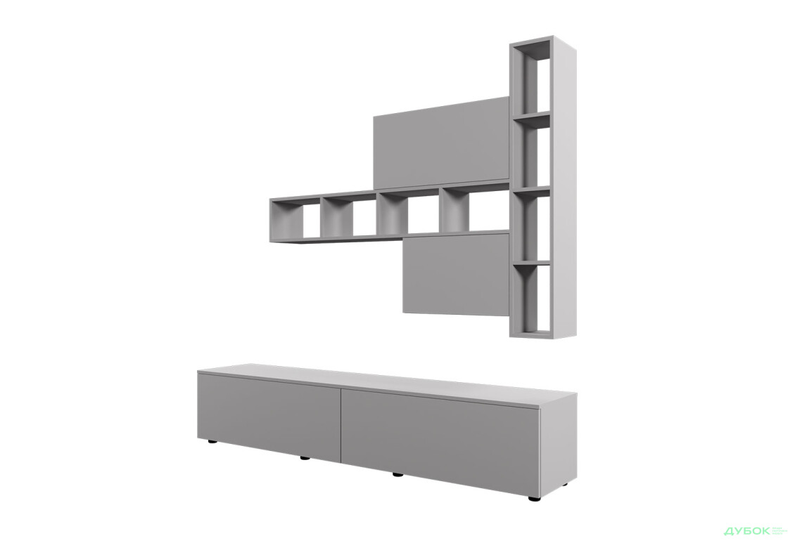 Изображение 3 - Гостиная Viant ВТ-6 с полками, тумба 200 см, серая