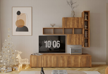 Гостиная Viant ВТ-6 с полками, тумба 200 см, янтарь