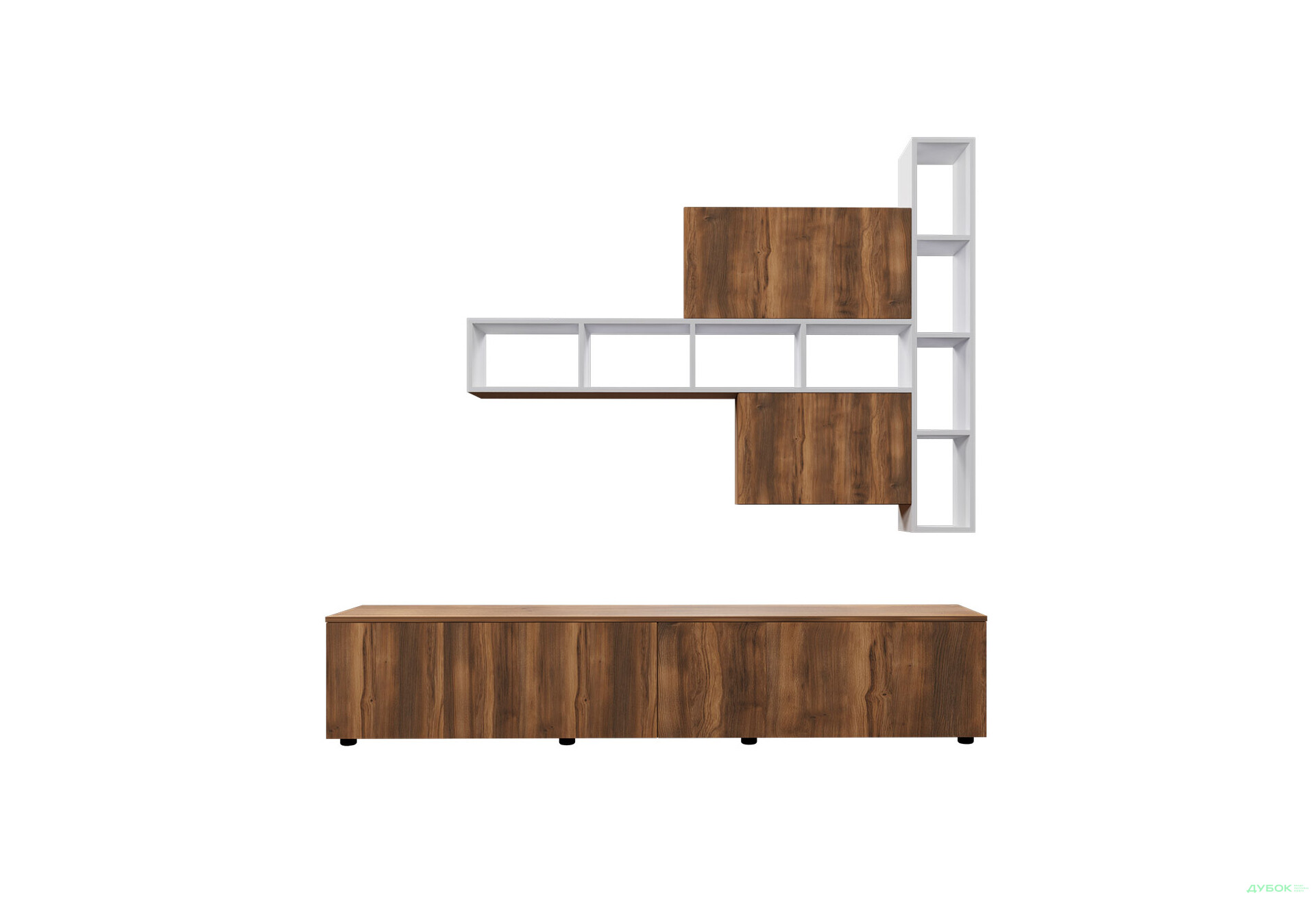 Изображение 3 - Гостиная Viant ВТ-6 с полками, тумба 200 см, белый / янтарь