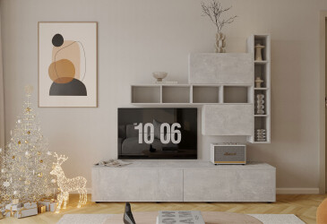 Гостиная Viant ВТ-6 с полками, тумба 200 см, индастриал