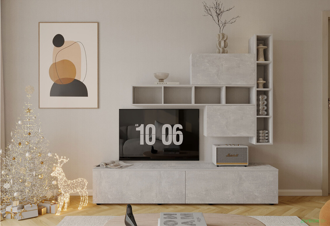 Гостиная Viant ВТ-6 с полками, тумба 200 см, индастриал