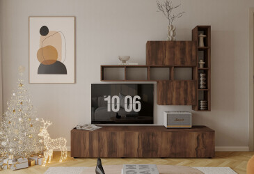 Гостиная Viant ВТ-6 с полками, тумба 200 см, ристретто